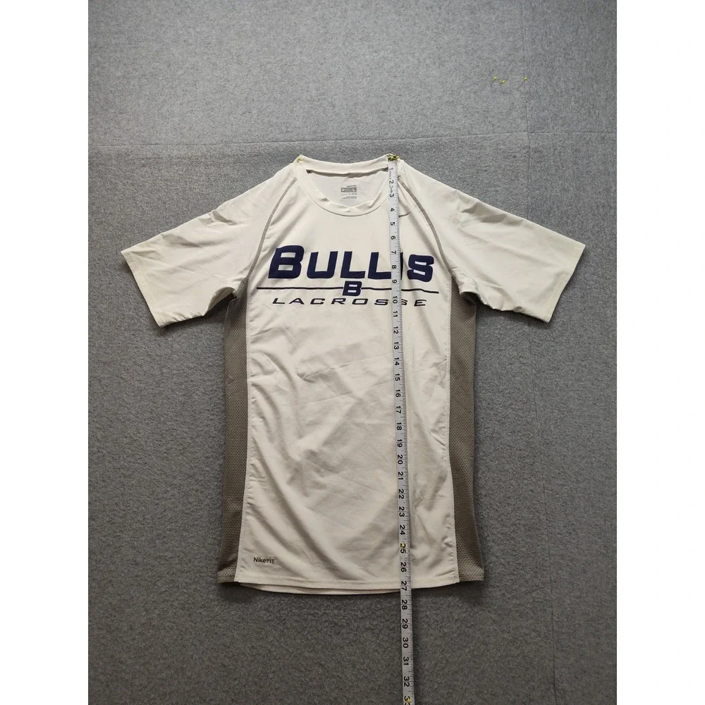 Nike Men Shirt Jersey L White Gray Bullis Bulldogs Lacrosse Compression Athletic